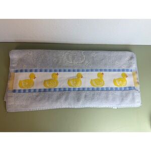 Vtg. Jubilee Duck Bath Towel 27"
Wide  Blue Rubber Duck Embossed Retro Kitsch